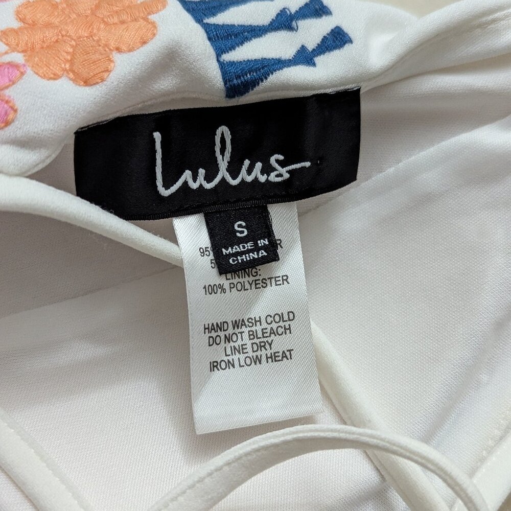 Lulus Rhythm Is Gonna Get You Embroidered White Top - Size S - Picture 6 of 9